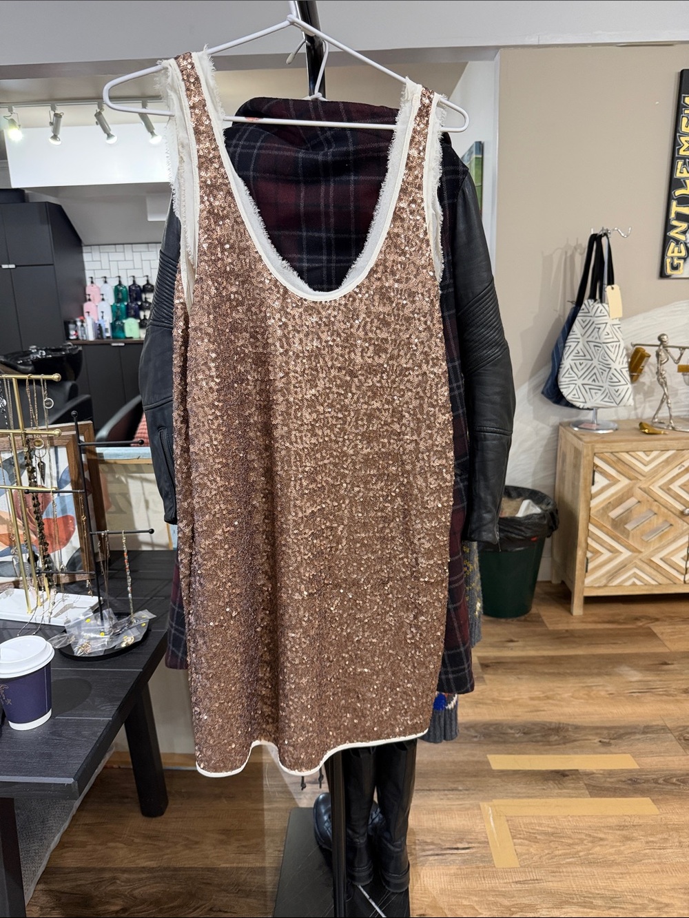 Wilfred Rose Gold Sequin Scoop Neck Camisole